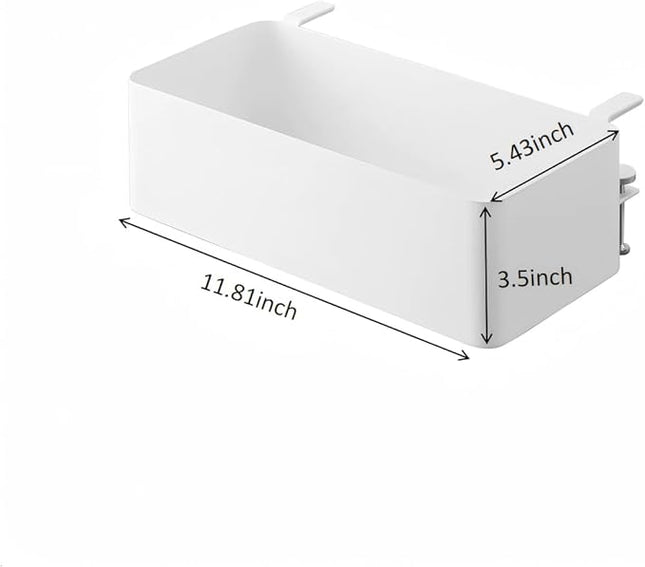 MAGSNOIC No Drill Desk Side Storage,Hanging Organizer,Clamp on Table Basket,Minimalist,Metal material,To Store Office Accessories, Gaming Devices,Storage for Office & Home,White