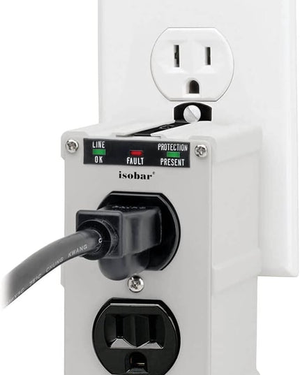 Tripp Lite Isobar ISOBLOK2-0 Heavy Duty Outlet Extender, Wall Power Strip Surge Protector, 2 Outlets, Direct Plug-in, White, Metal Power Strip, Industrial Garage Work Shop Bench