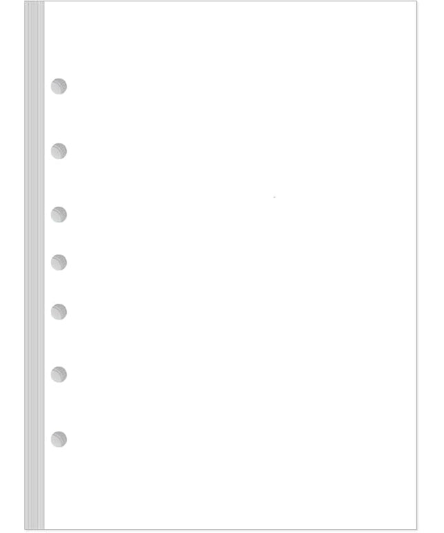 A5 Blank Refill Paper - 100 Sheets/200 Pages Loose Leaf Paper for Filofax Planner, Organizer, Binders, 7-Hole Punched, 100gsm Blank Paper, 5.8" x 8.3 "
