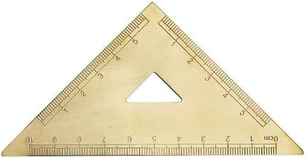 Golden Brass Ruler Set with Protractor and Triangles, 18 cm / 7 inch for Precision Measuring Tools for Drafting, Art, Engineering, School, Office, Portable Stationery Kit