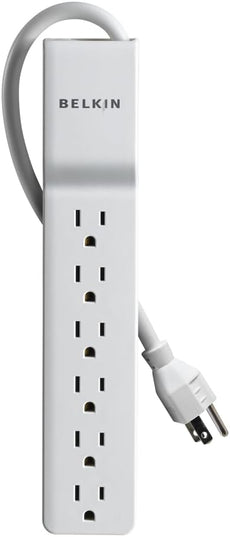 Belkin 6-Outlet Surge Protector Power Strip, UL-Listed w/ 6 AC Outlets & 10ft/3M Cord, ABS, Overload and Overvoltage Protection for Personal Electronics, Small Appliances, & More - 720 Joules