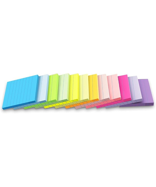 (12 Pack) Lined Sticky Notes 3x3 in,Notepads with Lines,Ruled Stickies Super Sticking Power,Office School Memo Note Pads Bright Colors,Post on Windows Doors,Recyclable,Easy to Write on