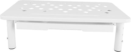 GOWENIC Desktop Computer Riser Stand with Drawer, Monitor Stand Riser 3 Height Adjustable, Laptop Stand for Desk, Desk Organizer for Computer, Laptop, Printer, Notebook (White)