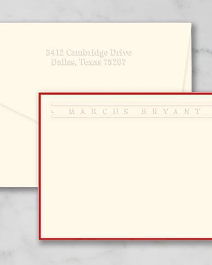 Premium Personalized Embossed Stationery Flat Cards – Triple-Thick 140 lb Cream/White Cardstock | 25 Custom Flat Cards with Matching Envelopes | Elegant Embossed Raised Impression (no ink)