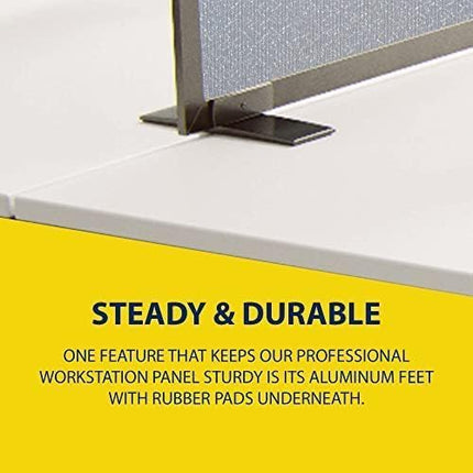 OBEX Acoustical Free Standing Privacy Screen, Cubicle Accessories Desk Privacy Panel, Desk Dividers for Office, Office Furniture Partitions Portable Sound Proof Dividers, 12" x 66", Overcast