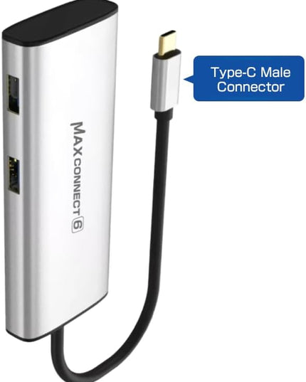 TEC MaxConnect 6-in-1 USB-C Hub with 4K60Hz HDMI, 100W PD, USB-A & USB-C 3.2 Gen2, 10Gbps Data Transfer, Compatible with MacBook Pro, iPad Pro, Windows, and Type-C Devices