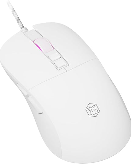 EWEADN G309 Wired Mouse, 7-Button Ergonomic Computer Corded Mouse with 2400 DPI, 4 Adjustment Levels DPI, Optical Office USB Mice with 5FT Cord for Laptop, PC, Desktop, MacBook-White