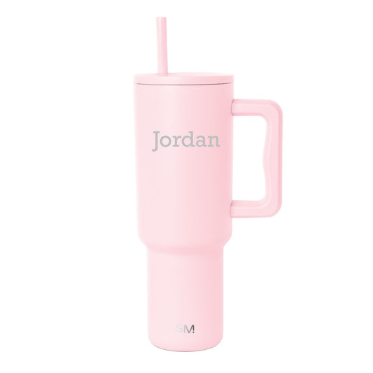 Simple Modern Personalized Tumbler with Handle and Straw | 40oz | Pink