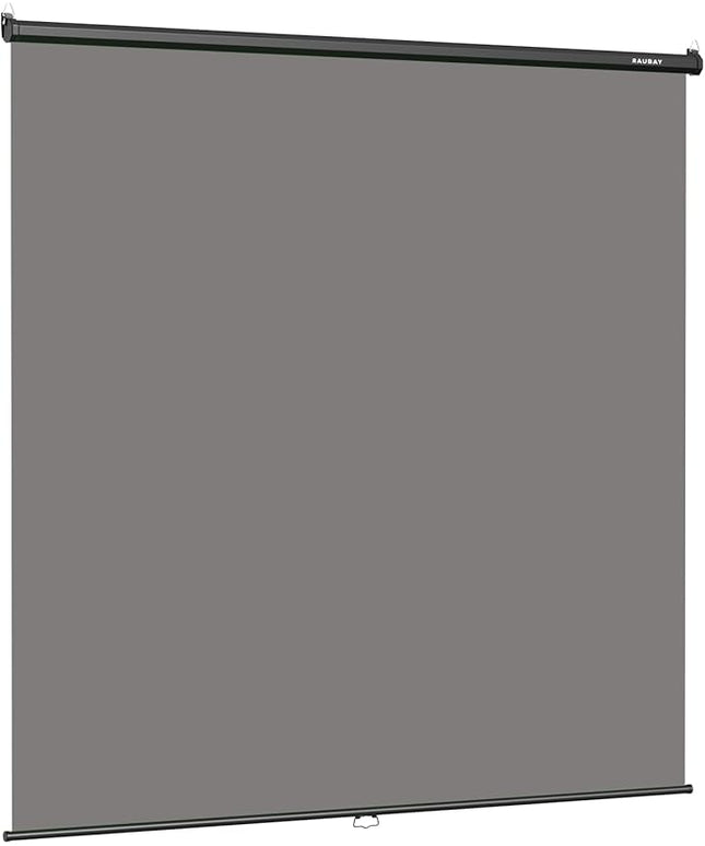 RAUBAY Retractable Pull Down Grey Screen Backdrop - 78.7" x 86.6" Collapsible Wall-Mount Background for Professional Video Production, Photography, TikTok and Video Conferencing