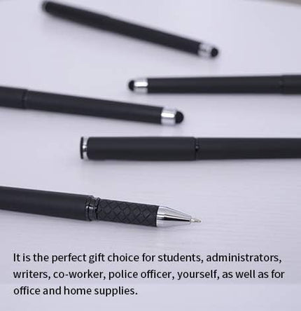 MiSiBao 0.7mm Black Ink Gel Ink Rollerball Pens 2 in 1 Medium Point Pens with Stylus Work Pen Smooth Writing for Office Black gel pen (Black-18pack)