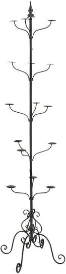 Displays2go Wrought Iron Hat and Coat Rack, Rotates, Total of 31 Hooks, Multi-Tiered, Black, 73" H x 20" W x 20" D