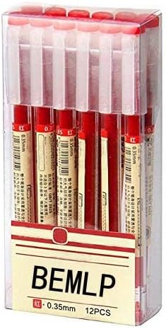 BEMLP Gel Pen 0.35mm Red Ink Pen Maker Pen School Office student Exam Writing Stationery Supply Technical Pens 12 Pcs/Set (Red)