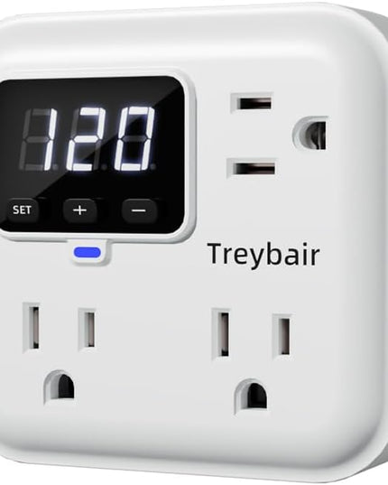 Surge Protector 3-Outlet Power Strip w/Advanced Voltage Protection, 80V-140V Power Surge Protectors for Refrigerator, TV, Computer | LED Display Voltage Monitoring Fireproof UL94V-1