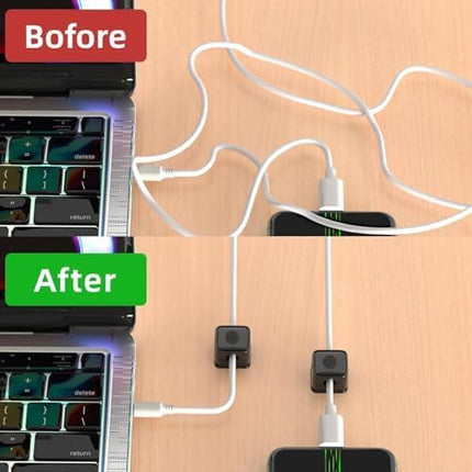 IFNOW 12 Pack Magnetic Cable Clips Cord Organizer Black Self Adhesive Cord Holder Under Desk Cable Management for Home,Office,Car,Desk,Nightstand