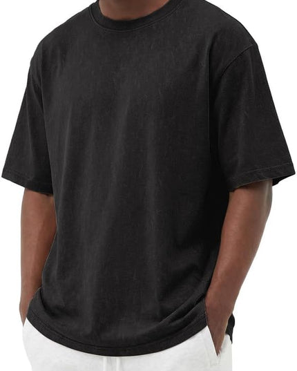 COOFANDY Men's Cotton T-Shirts Oversized Shirt Short Sleeves Streetwear Loose Fit Summer Tee Tops Washed Basic Unisex Shirts