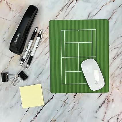 Racquet Inc Tennis Court Mouse Pad – Green Grass Desk Mousepad with Fabric Surface – Tennis-Themed Office Accessory for Work or Gaming – Compatible with Optical and Laser Mice