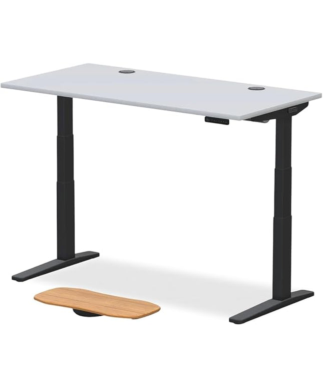 UPLIFTDESK V3 2-Leg White Laminate Wood Standing Desk – Adjustable Height, Advanced 1-Touch Memory Keypad, Under Desk Cable Management, Wire Grommets & Rocker Board (Black C-Frame, 60 x 30 inch)