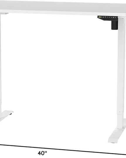 FLEXISPOT EN2 Whole-Piece Standing Desk with Clamp Power Strip, 40 x 24 Electric Stand Up Height Adjustable Desk with Cable Management (White Frame + 40" White Top)