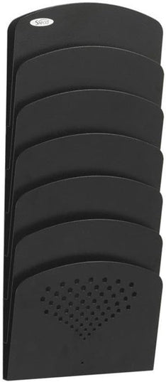Safco Wall Mounted Literature Organizer, 7 Pocket Rack for Documents Paper Magazines and More, Steel, Black