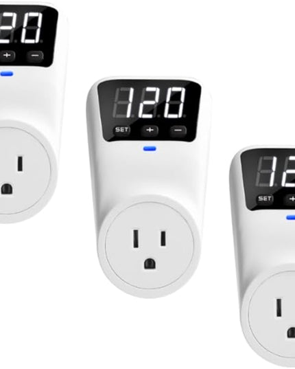 Refrigerator Surge Protector Voltage Stabilizers - Fireproof UL94V-1 Wall Mount Surge Protector Outlets for TV Appliances Real-Time Monitoring & Custom Voltage 80V-140V, 15A, 120V, 1800J,3 Pack