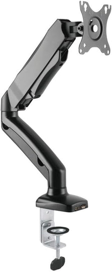 Rocelco Premium Desk Computer Monitor Mount with USB 2.0 and Audio Port - Fits Single 13" - 27" LED LCD Flat Screen - Pneumatic Full Motion Assist Adjustable Arm - Grommet and C Clamp - Black (R MA1)