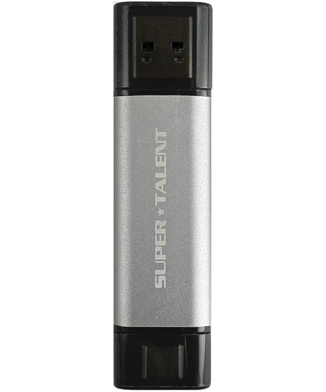 Super Talent PS302 512GB Portable External SSD, USB 3.2 Gen 2, Up to 1050MB/s, 2-in-1 Type C & Type A, Plug & Play, Compatible with Android, Mac, Windows, Supports 4K, Drop-Proof, FUS512302, Gray