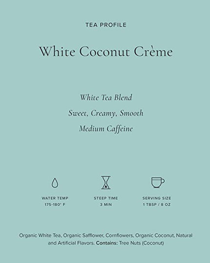 Art of Tea | White Coconut Crème Tea | 50 Eco Friendly Pyramid Tea Bag Sachets