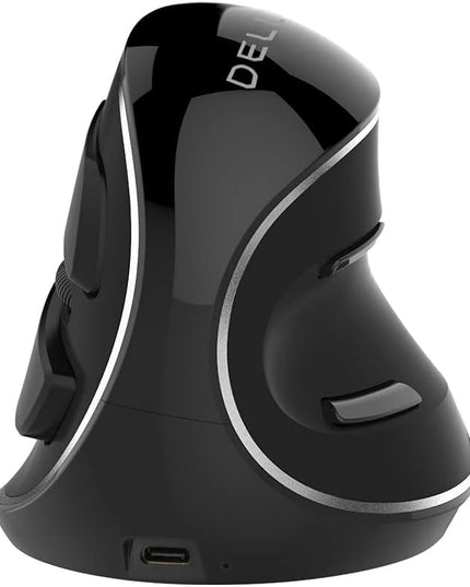 DELUX Wireless Ergonomic Vertical Mouse, Rechargeable Ergo Mouse for large Hands, Slient Click, Removable Wrist Rest, Up to 4000 DPI, 6 Buttons,2.4G Dual Mode, Compatible with Laptop/PC (M618PD-Black)