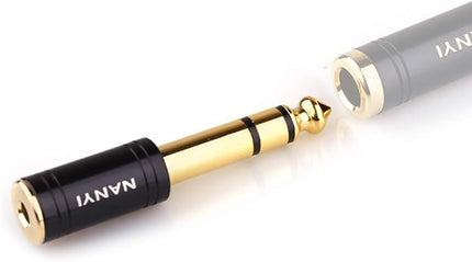 NANYI 1/4'' Male to 1/8'' Female Stereo Headphone Adapter Connect Cable, Upgrade 6.35mm Jack Stereo Socket Male to 3.5mm Jack Stereo Plug Female for Headphone, Amp Adapte, Black 1-Pack