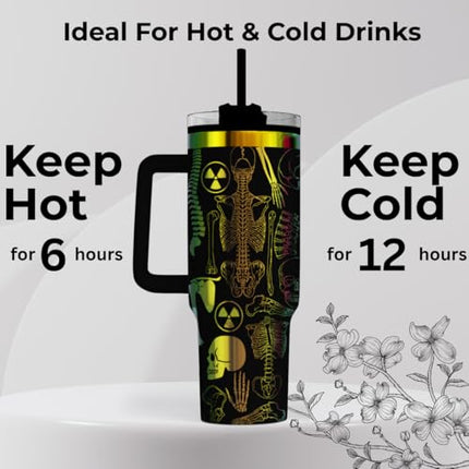 Radiology 40oz Engraved X-ray Tumbler with Leak-Proof Lid, Stainless Steel, Black Iridescent
