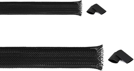 100ft Braided Wire Loom Sleeving Kit,Cable Management Sleeve,Wire Protector Tubing,Cord Organizer Used at Home or Office, to Protect Cables in Automotive, Military, Marine(Black,1/4inch,1/2inch)