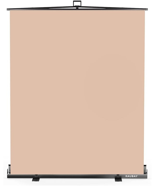 【Easy Set Up】 RAUBAY 59.8 x 82.7in Collapsible Beige Backdrop Screen Portable Retractable Panel Photo Nude Background with Stand for Video Conference, Photographic Studio, Streaming