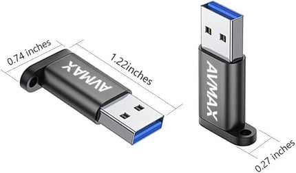 AVMAX USB to USB C Adapter 4Pack, Type C Male to USB Female 3.0 OTG Adapter for iMac,MacBook, iPhone 16 15,iPad,Microsoft Surface,Samsung (Black)