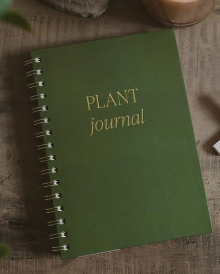 Sweet Water Decor Plant Journal, Cute Lined Spiral Notebook for Women, 125 Prompt Pages for Writing & Tracking Plant Growth, Green Matte Laminate Hardcover Diary with Gold Foil Details