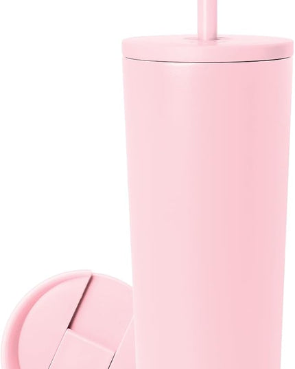 Simple Modern Insulated Tumbler with Lid and Straw | Iced Coffee Cup Reusable Stainless Steel Water Bottle Travel Mug | Gifts for Women Men Her Him | Classic Collection | 24oz | Blush
