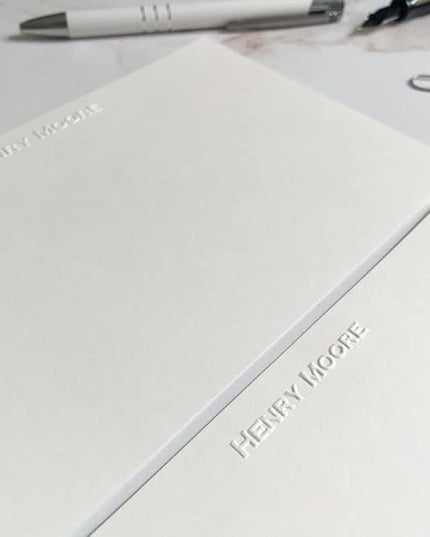 Personalized Embossed Flat Note Cards Set – Custom Blind Embossed Stationery with Envelopes – Premium Embossed Correspondence & Thank You Cards – Made in USA - 100 Pieces (2 Paper Sizes)