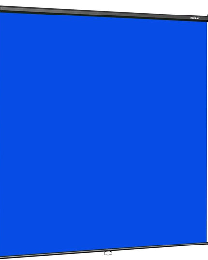 RAUBAY Retractable Pull Down Blue Screen - 78.7" x 86.6" Collapsible Wall-Mount Background for Professional Video Production, Chroma Key Backdrop for YouTube, TikTok, Streaming, Video Conferencing