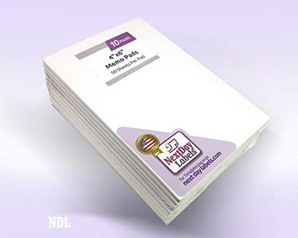 Memo Pads - Note Pads - Scratch Pads - Writing pads - 10 Pads with 50 sheets in Each Pad (4 x 6 inches)
