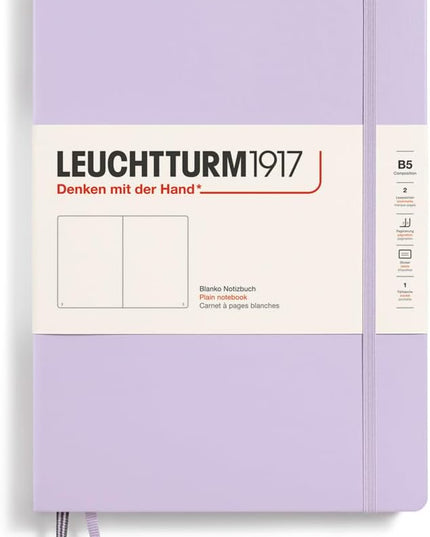 LEUCHTTURM1917 - Notebook Hardcover Composition B5-219 Numbered Pages for Writing and Journaling (Lilac, Plain)