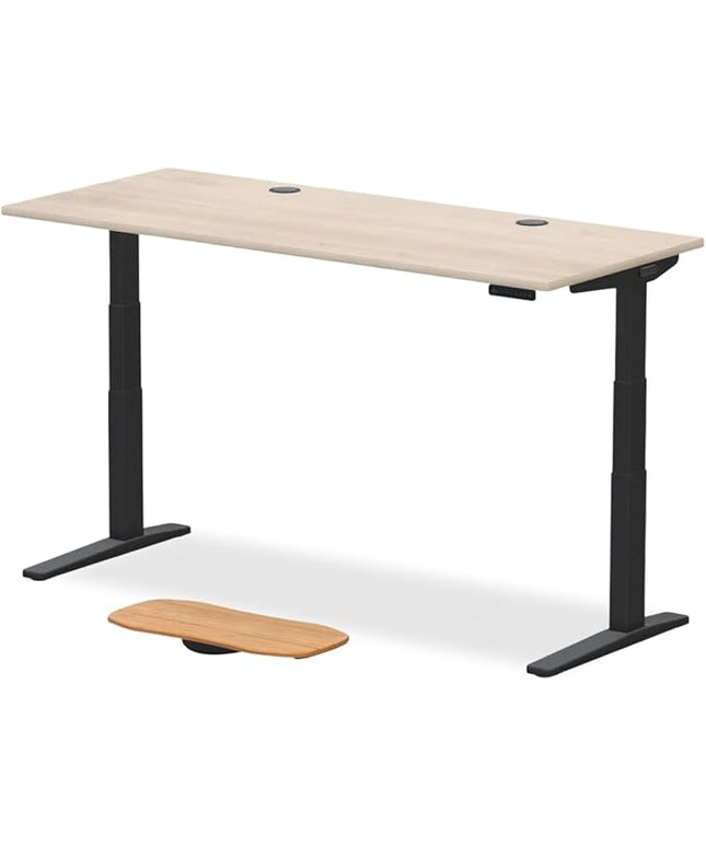 UPLIFTDESK V3 2-Leg Maple Laminate Wood Standing Desk – Adjustable Height, Advanced 1-Touch Memory Keypad, Under Desk Cable Management, Wire Grommets & Rocker Board (Black C-Frame, 72 x 30 inch)