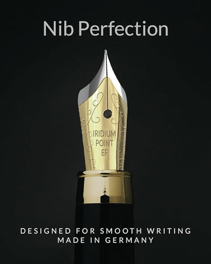Wordsworth & Black Fountain Pen Set, Luxury Bamboo Wood - Extra Fine Nib, Gift Case; Includes 6 Ink Cartridges, Ink Refill Converter -Journaling, Calligraphy; Drawing, Smooth Writing [Rosewood]