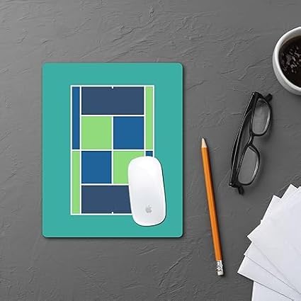 Racquet Inc Tennis Court Mouse Pad – Teal Desk Mousepad with Fabric Surface – Tennis-Themed Office Accessory for Work or Gaming – Compatible with Optical and Laser Mice