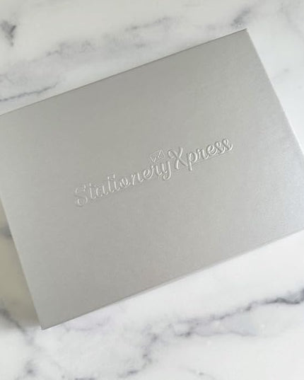 Premium Personalized Embossed Stationery Flat Cards – Triple-Thick 140 lb Cream/White Cardstock | 25 Custom Flat Cards with Matching Envelopes | Elegant Embossed Raised Impression (no ink)