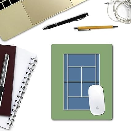 Racquet Inc Tennis Court Mouse Pad – Green Desk Mousepad with Fabric Surface – Tennis-Themed Office Accessory for Work or Gaming – Compatible with Optical and Laser Mice