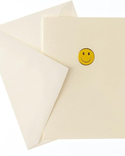 Graphique Smiley Face La Petite Presse Boxed Notecards - 10 Embossed and Embellished Gold Foil Yellow Smiley Face Emoji Blank Cards with Matching Envelopes, 3.25"" x 4.75""" (L1333CB)