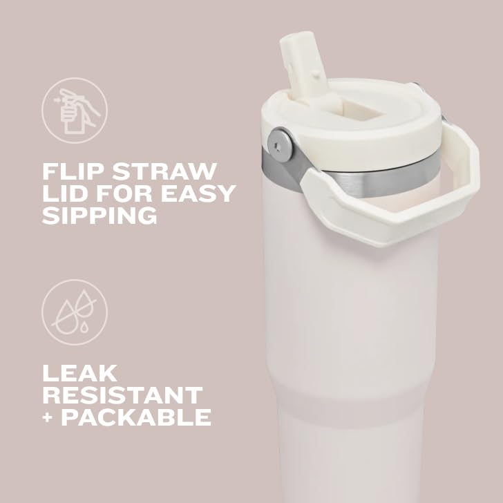 Stanley IceFlow Flip Straw Tumbler with Handle 20 oz | Twist On Lid and Flip Up Straw | Leak Resistant Water Bottle | Insulated Stainless Steel |BPA-Free | Azure