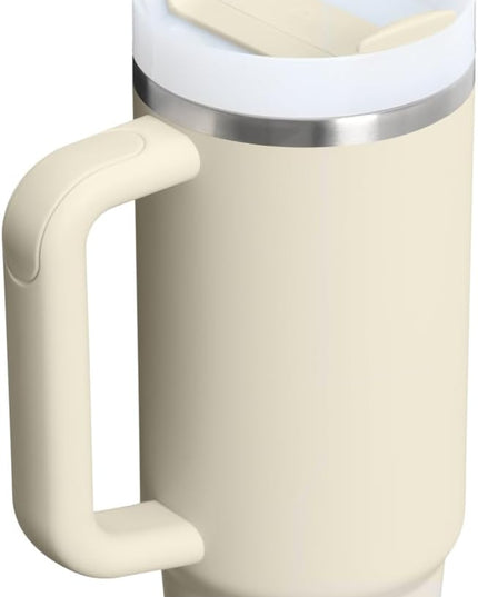 STANLEY Quencher H2.0 Tumbler with Handle and Straw 30 Fluid Ounces| Flowstate 3-Position Lid | Cup Holder Compatible for Travel | Insulated Stainless Steel Cup | BPA-Free | Exclusive Toasted Almond
