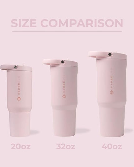 HydroJug Sport - Stainless Steel Tumbler with Straw, Vacuum Insulated, 40oz Leakproof Water Bottle, Ergonomic Design, Reusable, Dishwasher Safe, Rubber Base, Durable for Gym or Outdoors, Pink Sand