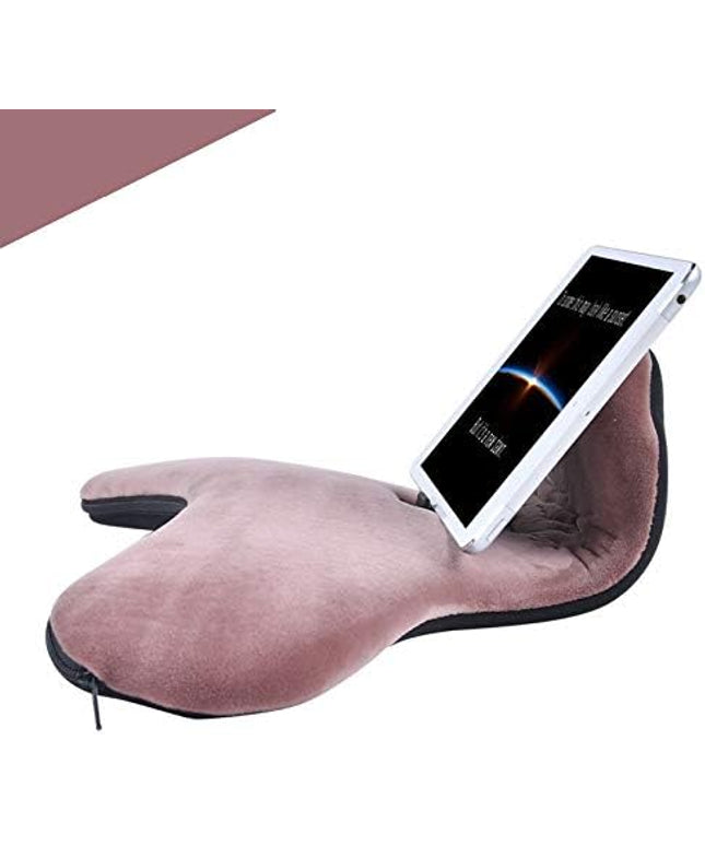 Soft Pillow for ipads, Multi-Angle Phones&Tablets Pillow Lap Cushion Stand, Universal ipad Tablet Reading Stand Pillow Holder as Gift Idea for ipads, Tablets, EReaders, Smartphones, Magazines(Brown)