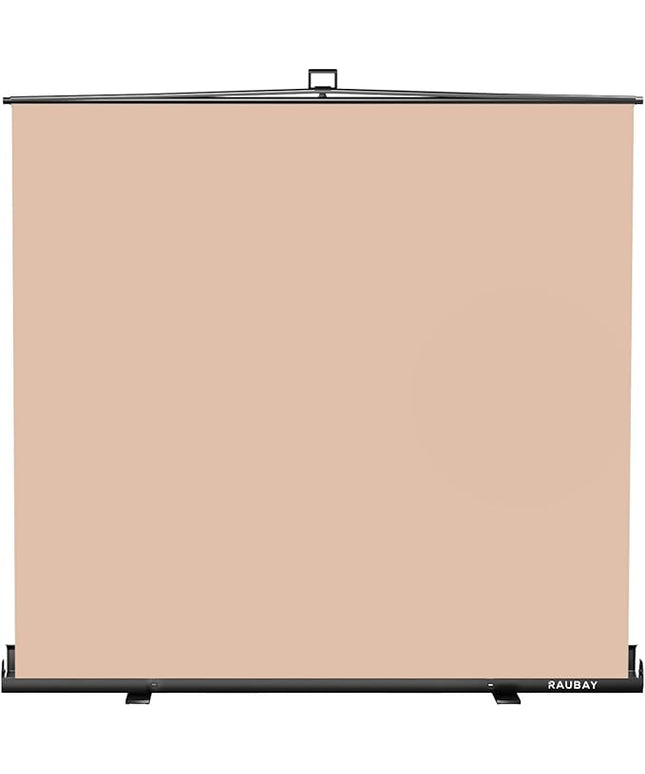【Wider Style】 RAUBAY 78.7 x 82.7in Large Collapsible Beige Backdrop Screen Portable Retractable Panel Photo Nude Background with Stand for Video Conference, Photographic Studio, Streaming